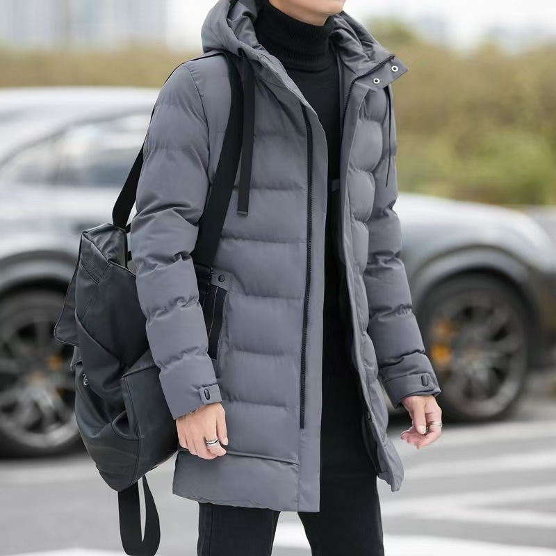 Winter long thick hooded winter coat men's coat Korean version of cotton-padded jacket down cotton-padded jacket winter clothes.