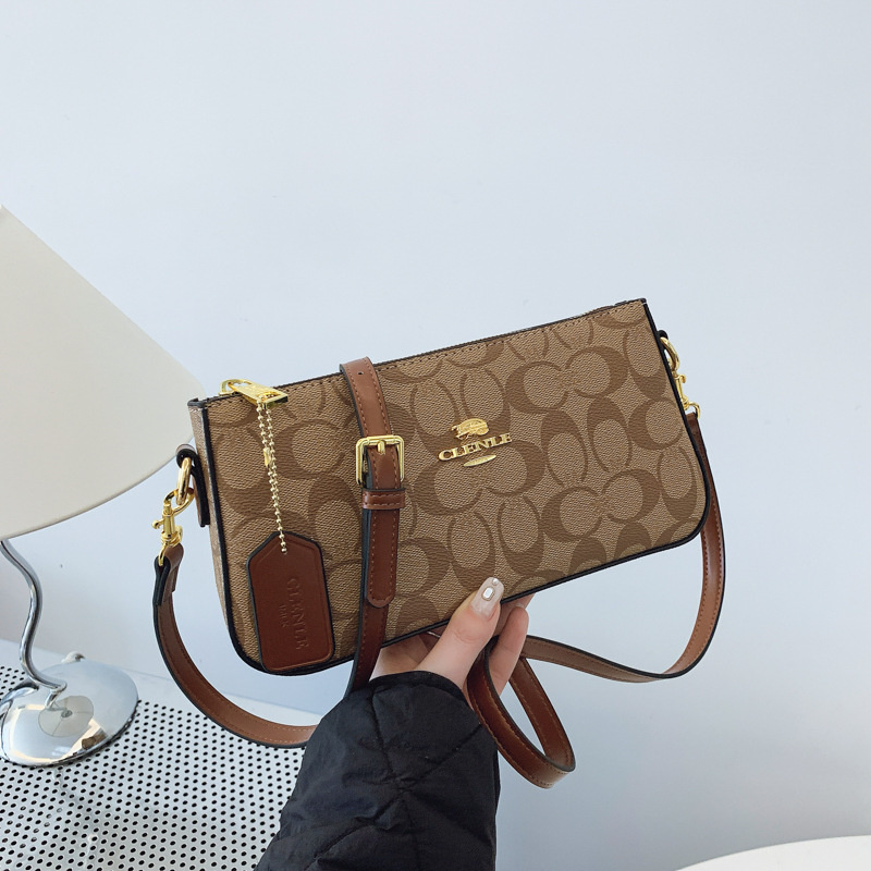 Designer bag free shipping 2025 new fashionable soft leather high-end texture printed small square bag chain bar single shoulder crossbody bag for wom