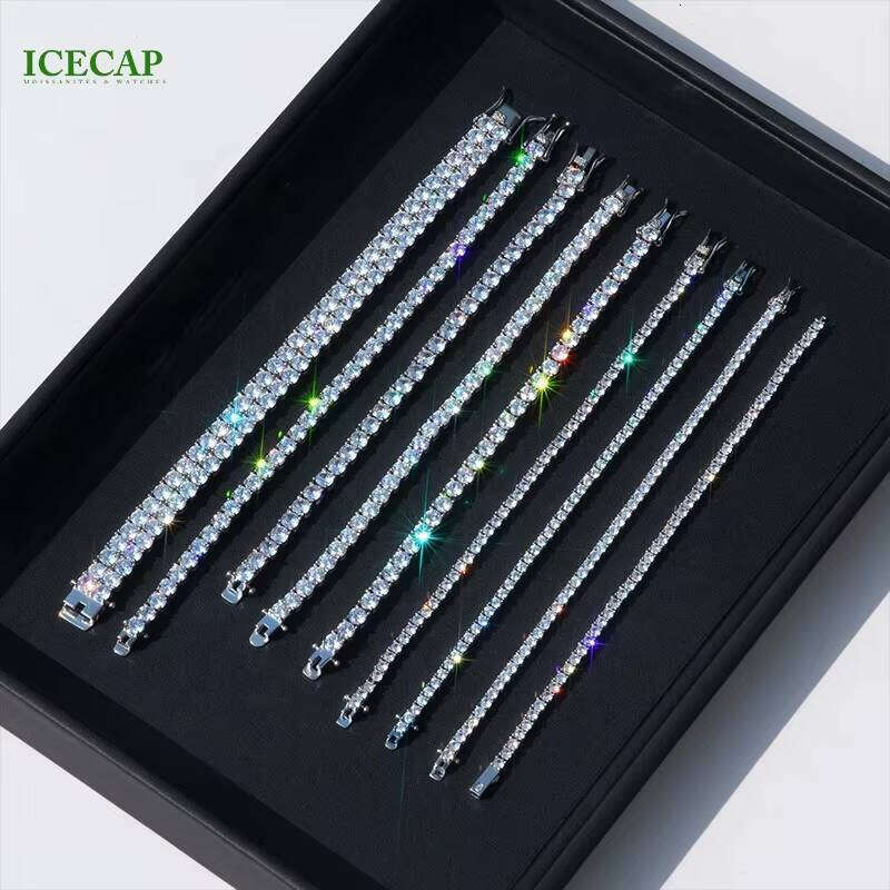 Sterling Sier D VVS Moissanite Bracelet Iced Out 3mm 4mm 5mm Tennis Chain Men and Women Hip Hop Jewelry