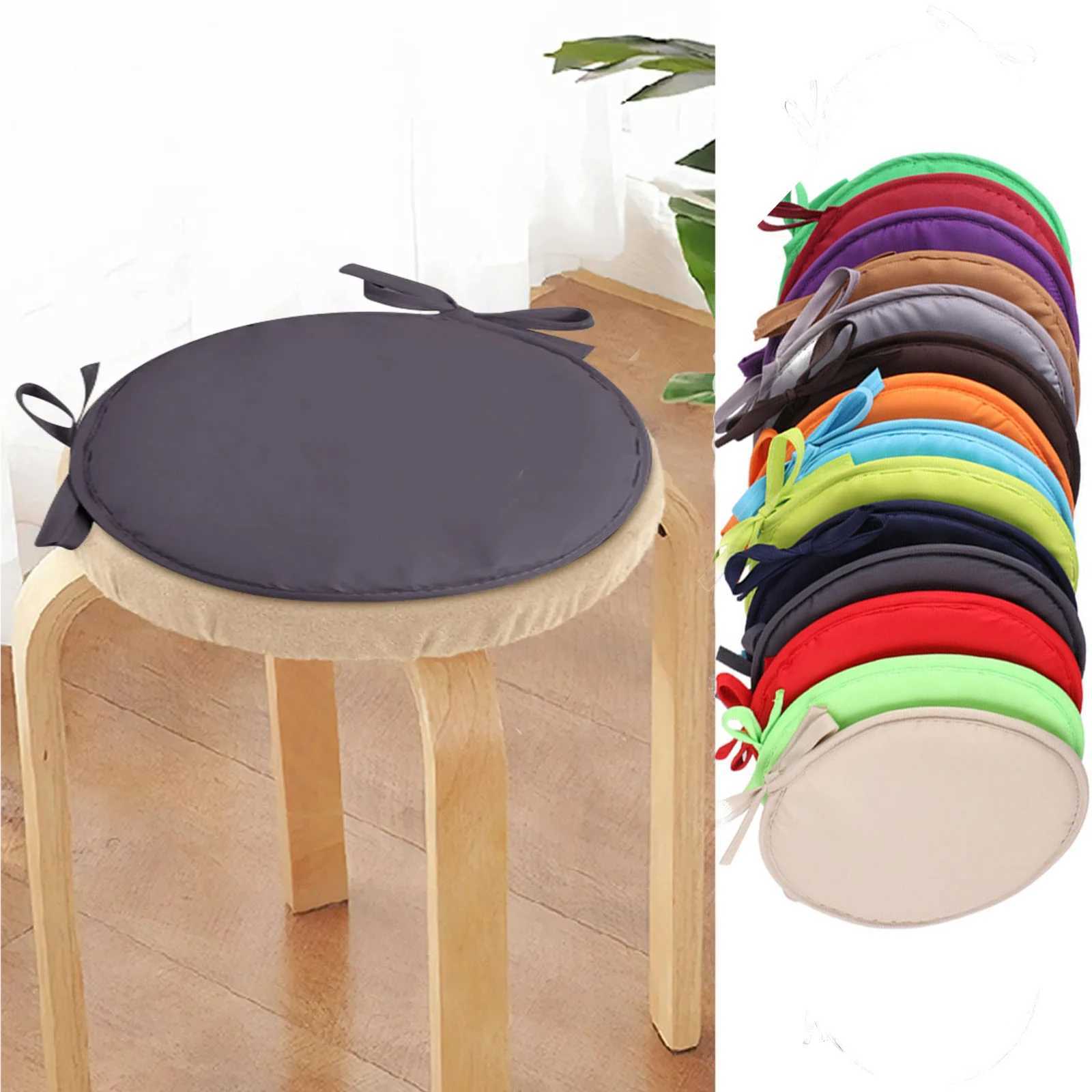 Sponge Chair Pad Round Garden Chair Pad Seat Cushion Round Chair Pad Circular Chair Cushion Tie-on Solid Removable 30/38cm C251121
