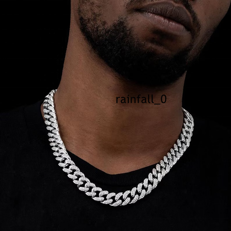 Bust Down Iced Out Hot Sale Mens Cuban Chain Necklace D Color VVS1 Moissanite Diamond Miami Cuban Link Chain Pendant Necklaces