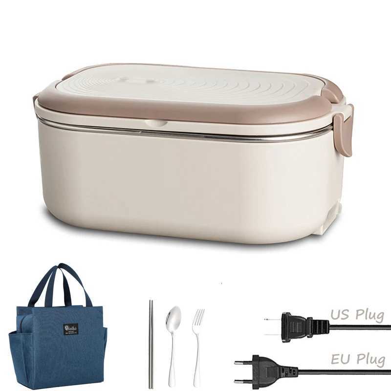 EU US Plug Electric Heated Lunch Box Meal Food Heater 220V 110V 1L Travel Outdoor Work Food Warmer Container Stainless Steel SetM251121