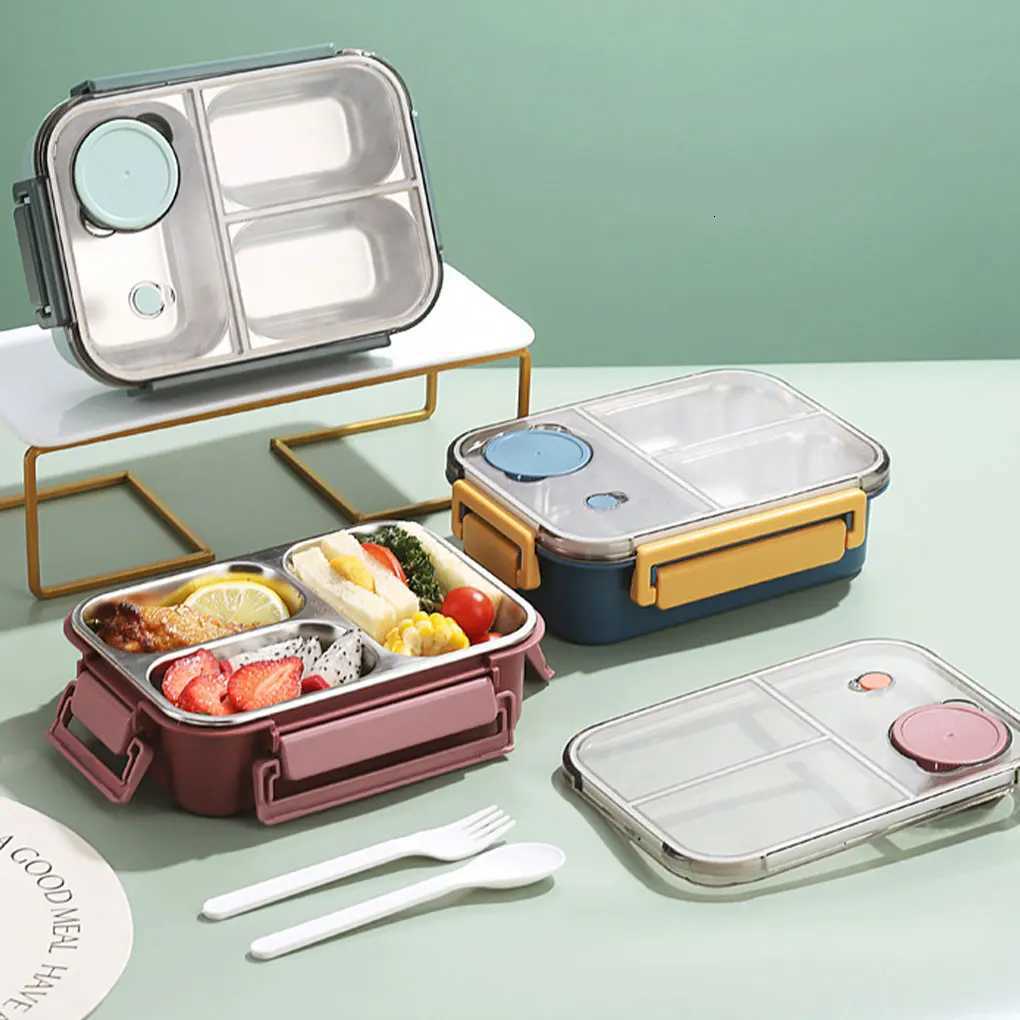 Stainless steel Lunch box for Adults Kids Students Portable Divided Bento Box with Tableware Leakproof Food Storage ContainersM251121