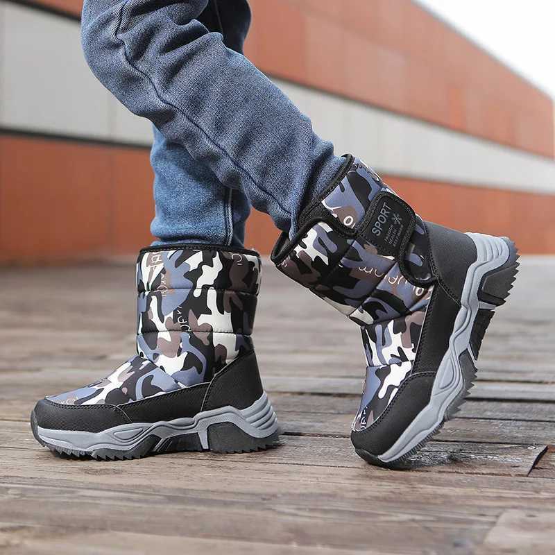 Children Outdoor Winter Snow Boots Boys Girls Casual Warm Boots Non-Slip Sole Comfortable Snow Big Cotton Plush Shoes BootsW251121