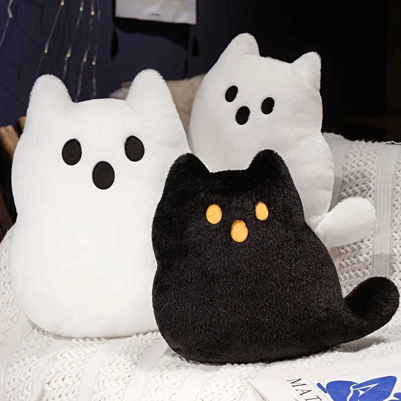 Quirky Ghost Cat Plush with Sewn Closure for Halloween Christmas Party Decor Sofa Living Room Bedroom Accent C251121
