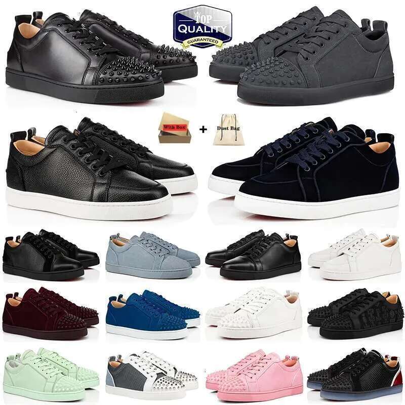 Luxury Designer Low Dress Shoes Mens Casual Glitter Grey Rivets Leather Suede Camo Green Men Women Fashion Spikes Office Career Wedding Trainers Sneakers With Box