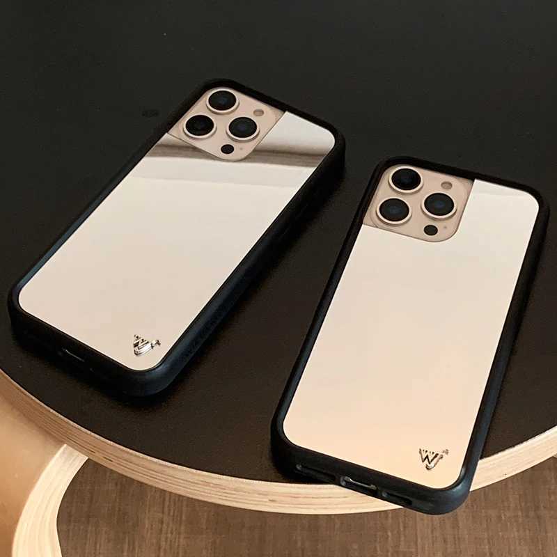Wildflower Luxury Plating Make Up Mirror Phone Case for iPhone 17 16 15 14 13 12 Pro Max Plus WF Soft Edged Shockproof BackW251121