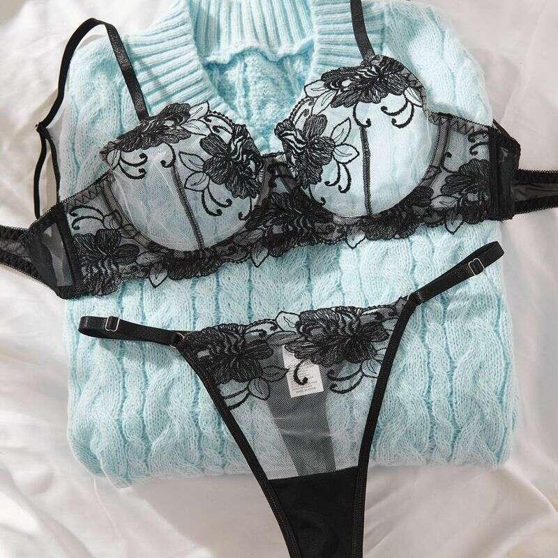 Lace Sexy Lingerie Kano Romantic Valentine S Day New Floral Embroidery Sheer Push Up Sexy Lingerie Set For Women