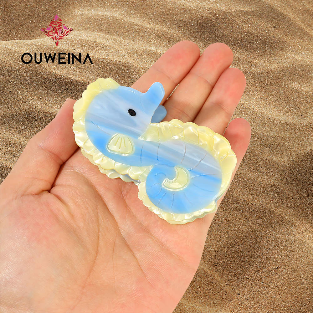 Personalized niche acetate grab clip original design style seahorse DW00360 cute animal hair accessories high ponytail clip