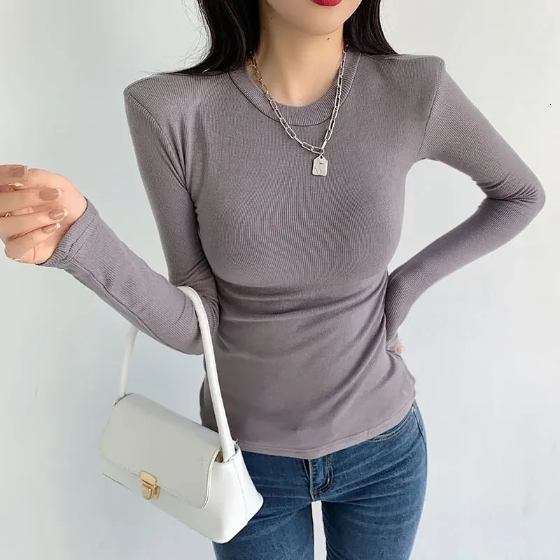 Womens Trendy Slimming Sleeve T-shirt Autumn/winter Arrival Padded Shoulder Base Layer Top Slimming Smooths Silhouette Inner251119