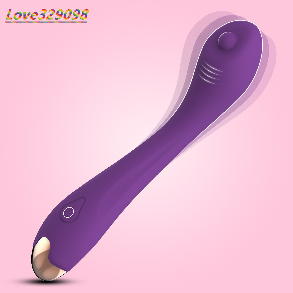 Female G-Spot Double Shock Stick Vibrator 10 Speed Frequencies USB Rechargeable 60 DB Noise Thrusting Vagina Adult Massage