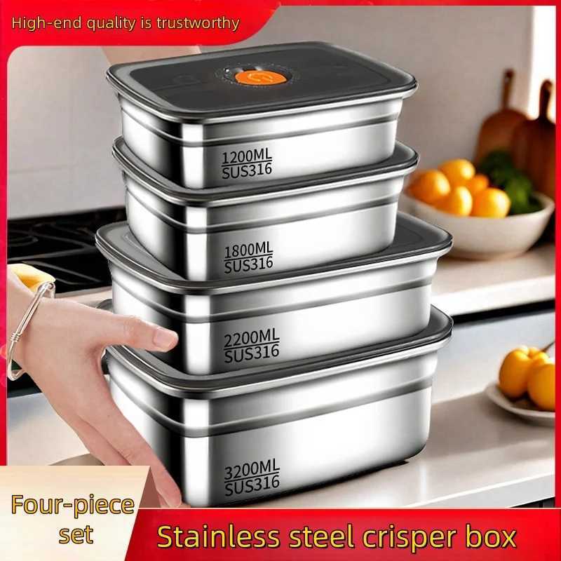 304 Stainless Steel Box Student Lunch Box Food Storage Container With Lid Lunch Bento Food Box Outdoor Picnic Camping ToolM251121