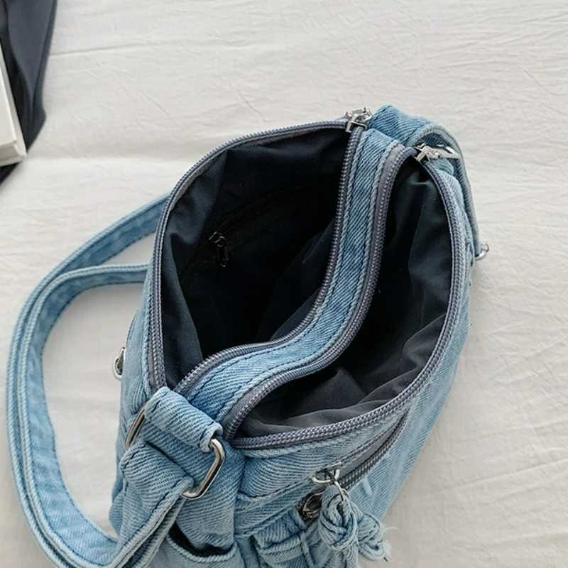 Fashion New Cmuter Versatile Crossbody Bags Heavy Embroidery Denim Shoder Bag Mti Pocket Fi Texture and Simple Square Bag Y251121