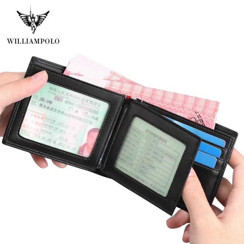 Soft mens wallet ultra-thin credit card holder genuine leather multi card case wallet business portable fashion wallet William Polo W250419
