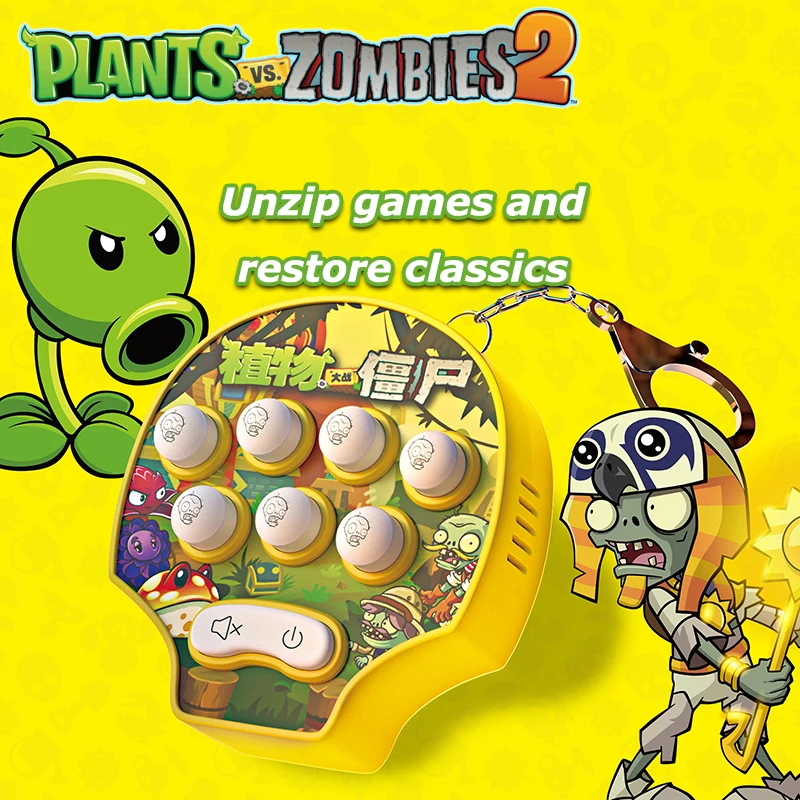 Plants vs Zombies 2 Mini Handheld Electronic Game Console Whack-a-mole Machine Decompression Toys Keychain Pendant Kid Toys