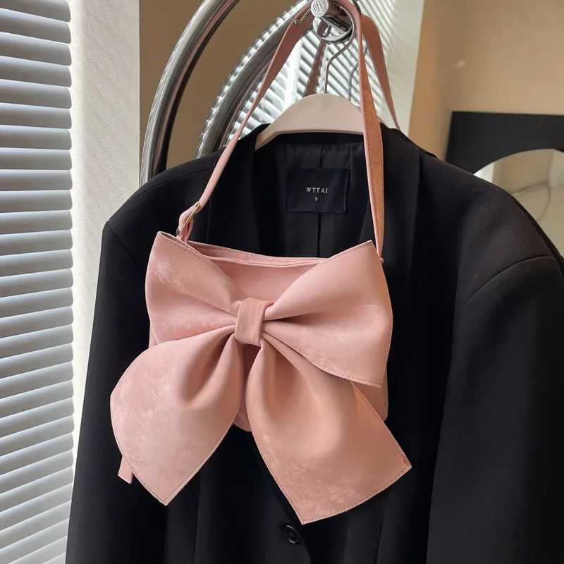 Fi Large Capacity Bow Knot Shoder Bag Cute Kaii Bow Decor Square Bag Lightweight Casual Handbag Y251121