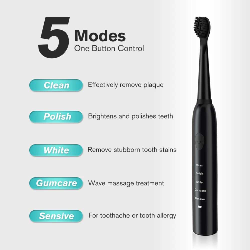 Powerful Ultrasonic Sonic Electric Toothbrush USB Charge Rechargeable Tooth Brushes Washable Electronic Whitening Teeth Brush C251121