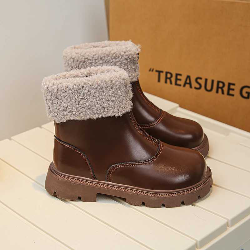 Childrens Fashion Boots 3-18 Years Old Fall Winter Padded Thickened Boys Girls Cotton Shoes Soft Non-slip Kids Leather BootsW251121