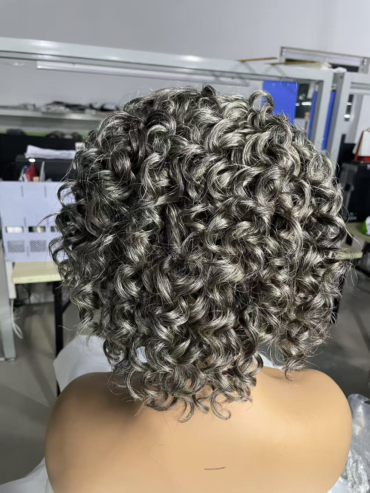 Real coily gray hair headband wig human hair color 44 glueless wigs salt&pepper mixed grey 12inch hot