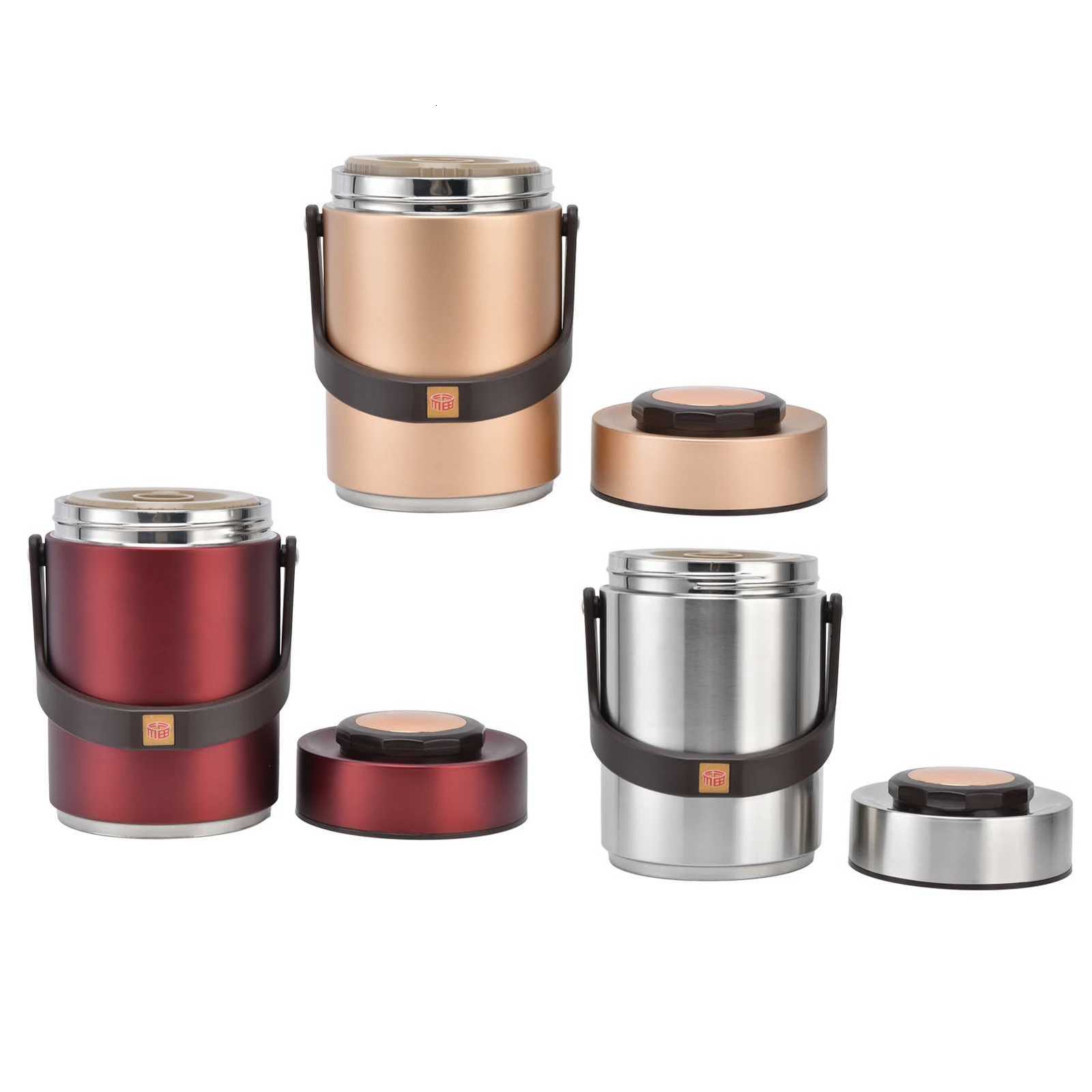 1Pcs 304 Stainless Steel Vacuum Insulation Lunch Box Portable 3 Layer Vacuum Insulated Barrel Multi Layer Insulated Lunch BoxM251121