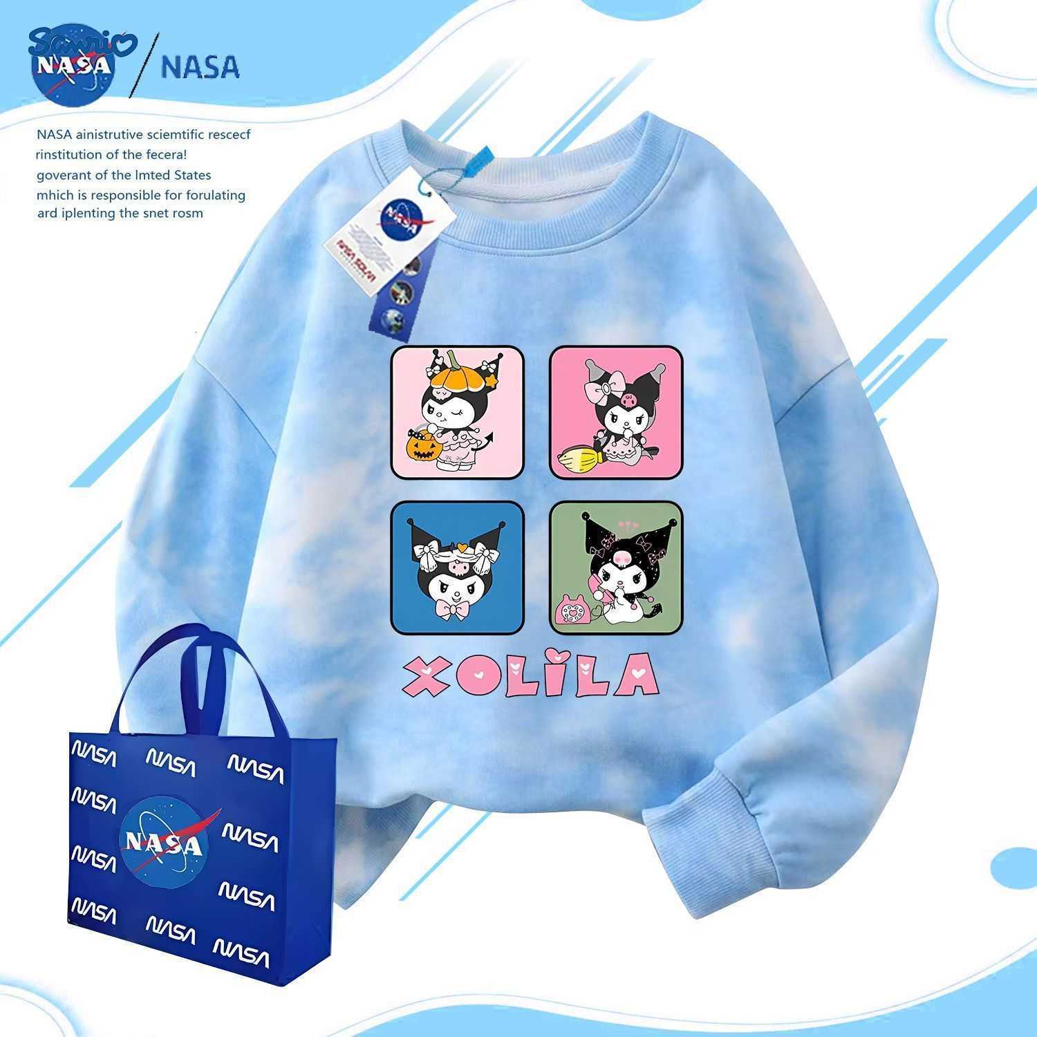 Sanrio NASA Cute Big Kids Long Sleeve Fashion Trend Tie-Dye Sweatshirt Childrens Versatile Fleece Top H251121
