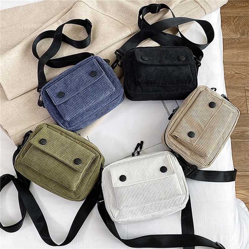 Fashion Women Corduroy Shoulder Bags Student Tote Messenger Bag Satchel Travel Handbags Korean VersatileT251121