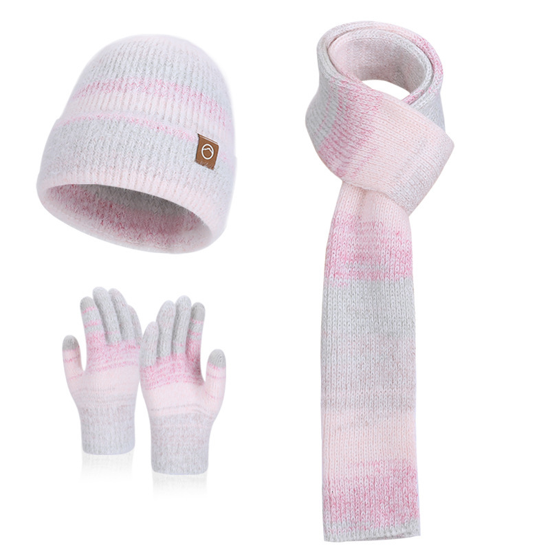 Hat Designer Scarf Gloves Three-Piece Set for Women Winter Ear Protection Pullover Knitted Hat Outdoor Windproof Cold-Proof Warm Knitted Hat free ship