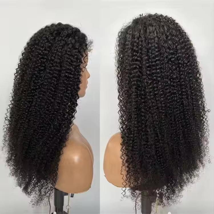 ViBESHiFT 16-34 inch Jerry Curly Wigs Raw Human Hair Transparent Lace Front Wigs 200% Density Frontal wigs Brazilian Virgin Hair