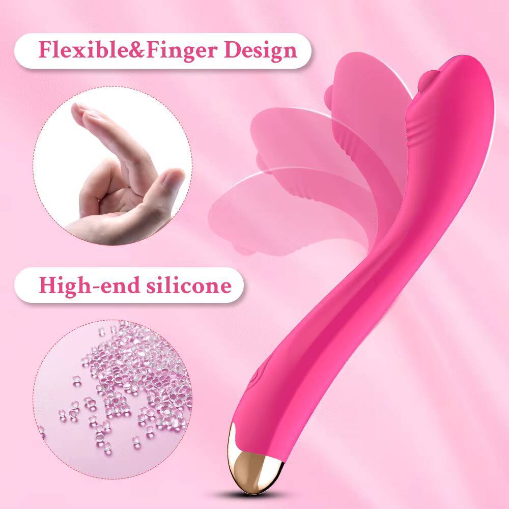 Female G-Spot Double Shock Stick Vibrator 10 Speed Frequencies USB Rechargeable 60 DB Noise Thrusting Vagina Adult Massage