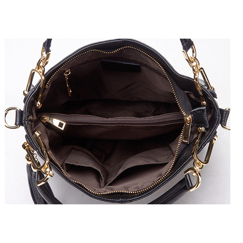 Fashionable new top layer cowhide shoulder bag with tassels, simple and versatile leather shoulder bag for women