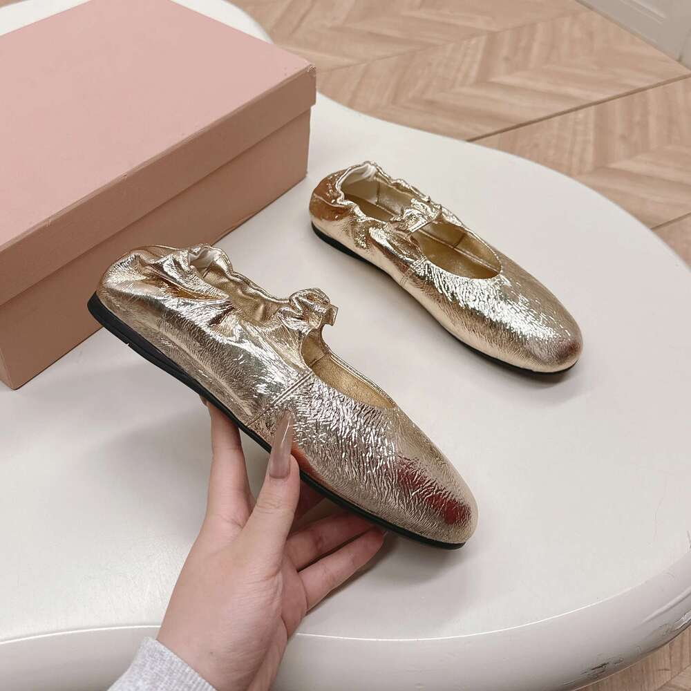 Women Genuine Leather Ballet Flats Mary Janes Natural Cow Suede Round Toes Elastic Band Designer Shoes atillas De Mujer