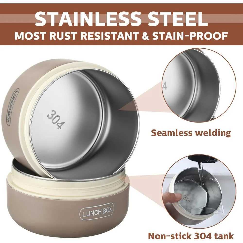 4-Piece Insulated Bento Box Set Stainless Steel Microwave Safe Leakproof Thermal Food Container with Bag 74ozM251121