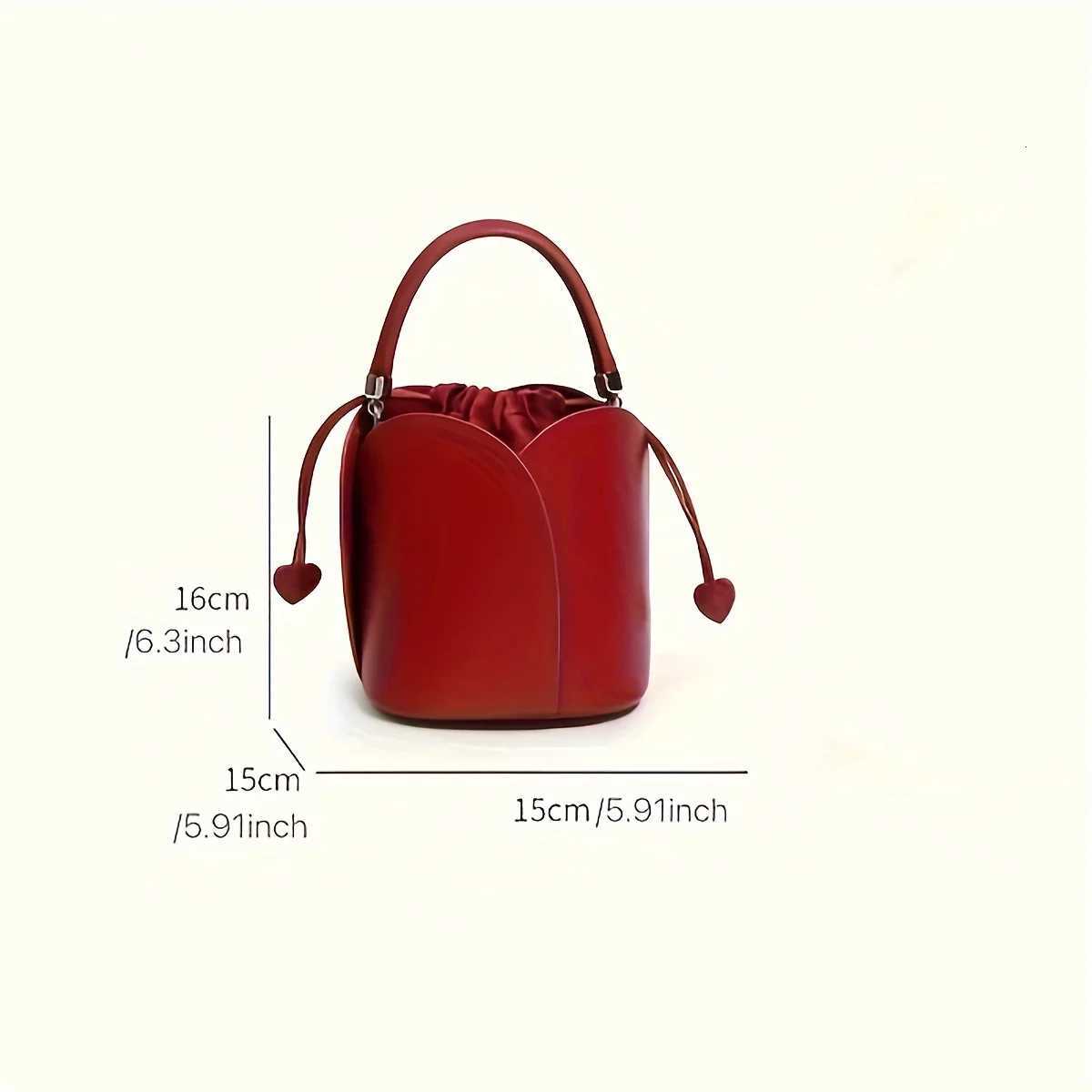 Avant-garde trendy ladies are fiable and exquisite high-value textured trendy petal-red hand-worn bucket bags Y251121