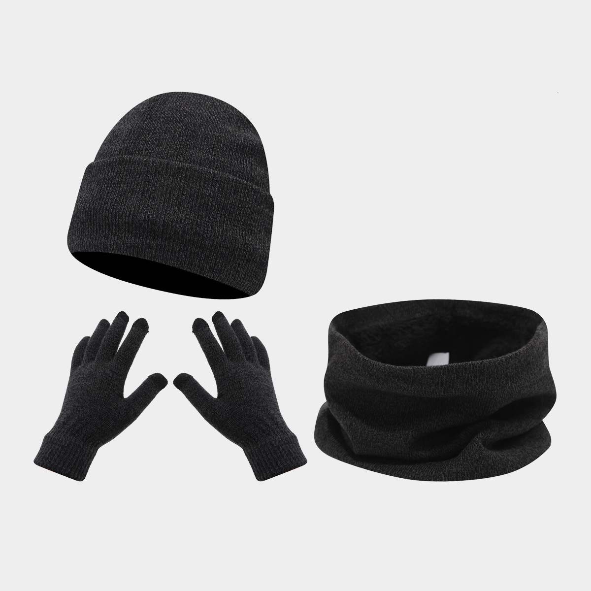 Designer Scarf Hat Gloves Three-Piece Set Winter Outdoor Cycling Skiing Cold-Proof Solid Color Knitted Hat Warm Set Trendy free shipping