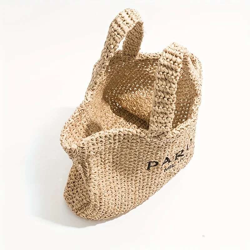 Casual Large Capacity Straw Tote Designer Letters Women Handbags Handmade Woven Summer Beach Bag Big Shopper Purses