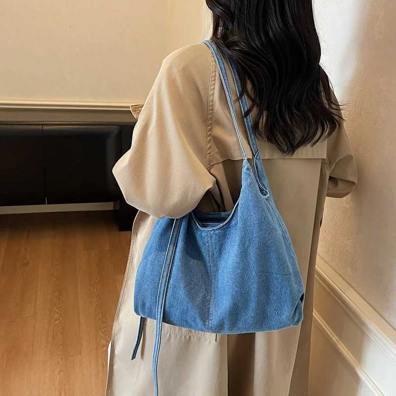 Fi Denim Wens Shoder Bag Solid Color Large Capacity ladies Handbags Fem Crossbody Leisure Travel Shopping Bag Y251121