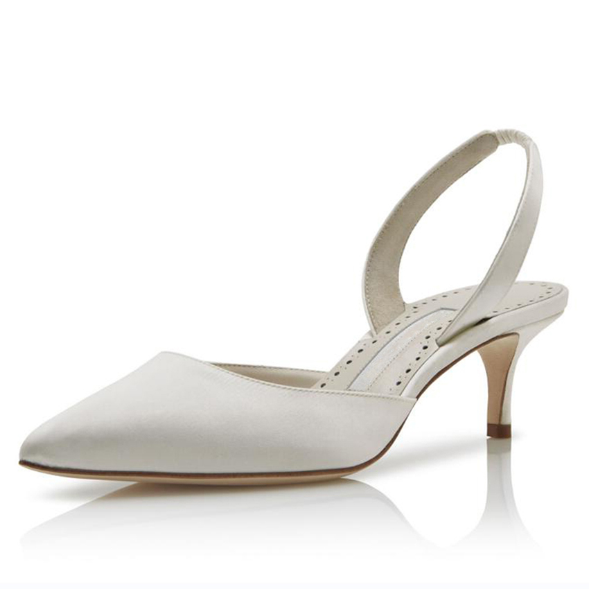 Fashion Brand Women Sandals Pumps CAROLYNE BRIDE 50 mm White Satin High Heels Italy Pointed Toe Elasticated Slingback Strap Designer Evening Dress Sandal Box EU 35-43