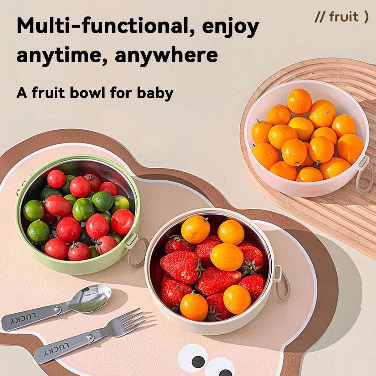 WORTHBUY Round 304 Stainless Steel Lunch Box With Rope Portable Detachable Double-layer Food Container Sealed Fruit Bento BoxM251121