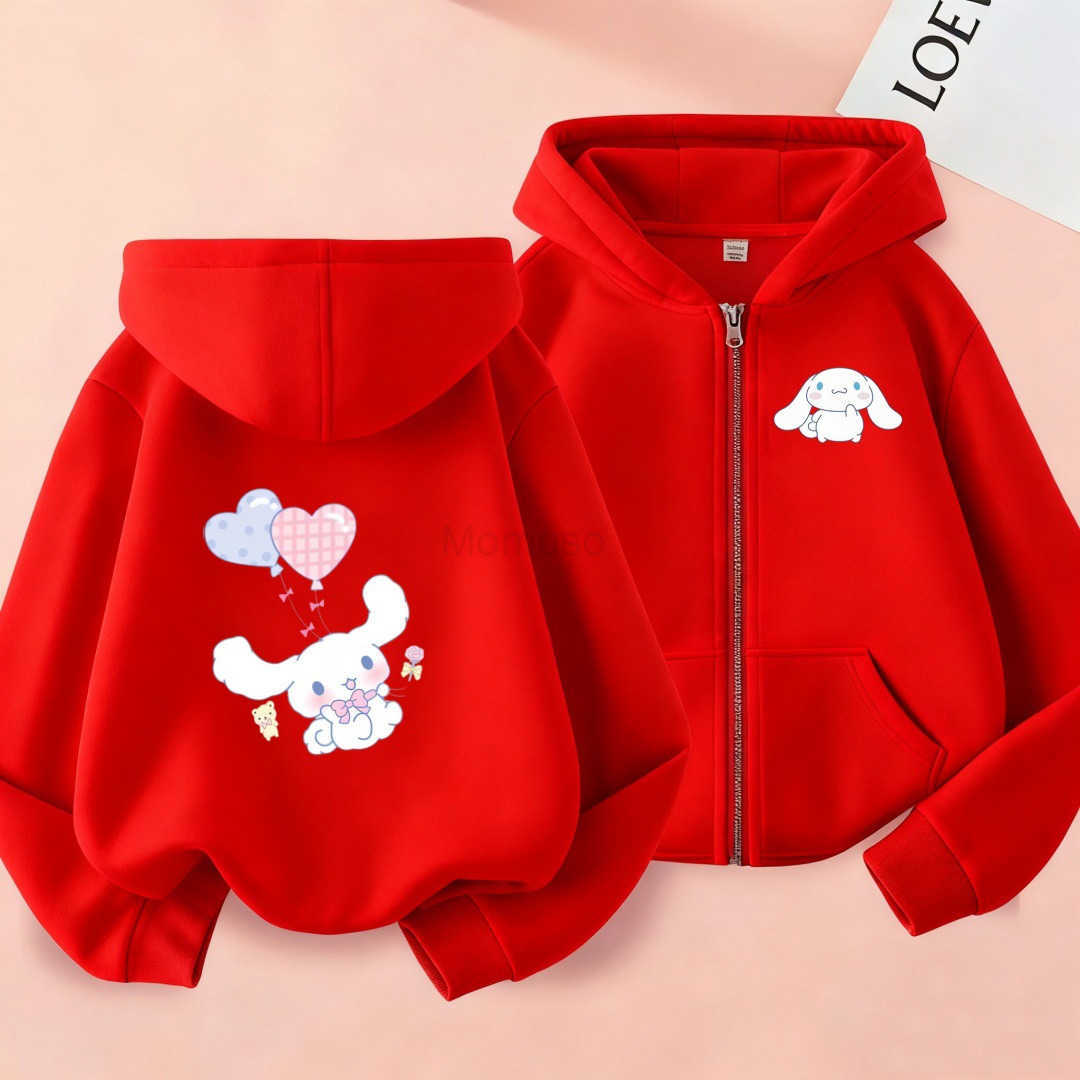Sanrio Big-Eared Dog Korean Version Childrens Hoodie Autumn Winter Fleece Zipper Sweatshirt H251121