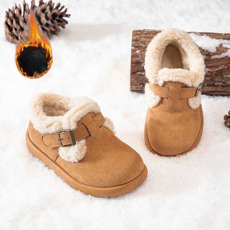 Childrens Snow Boots 3-18 Years Old Light Brown Padded Thickened Boys Girls Cotton Shoes Lightweight Non-slip Kids Short BootsW251121