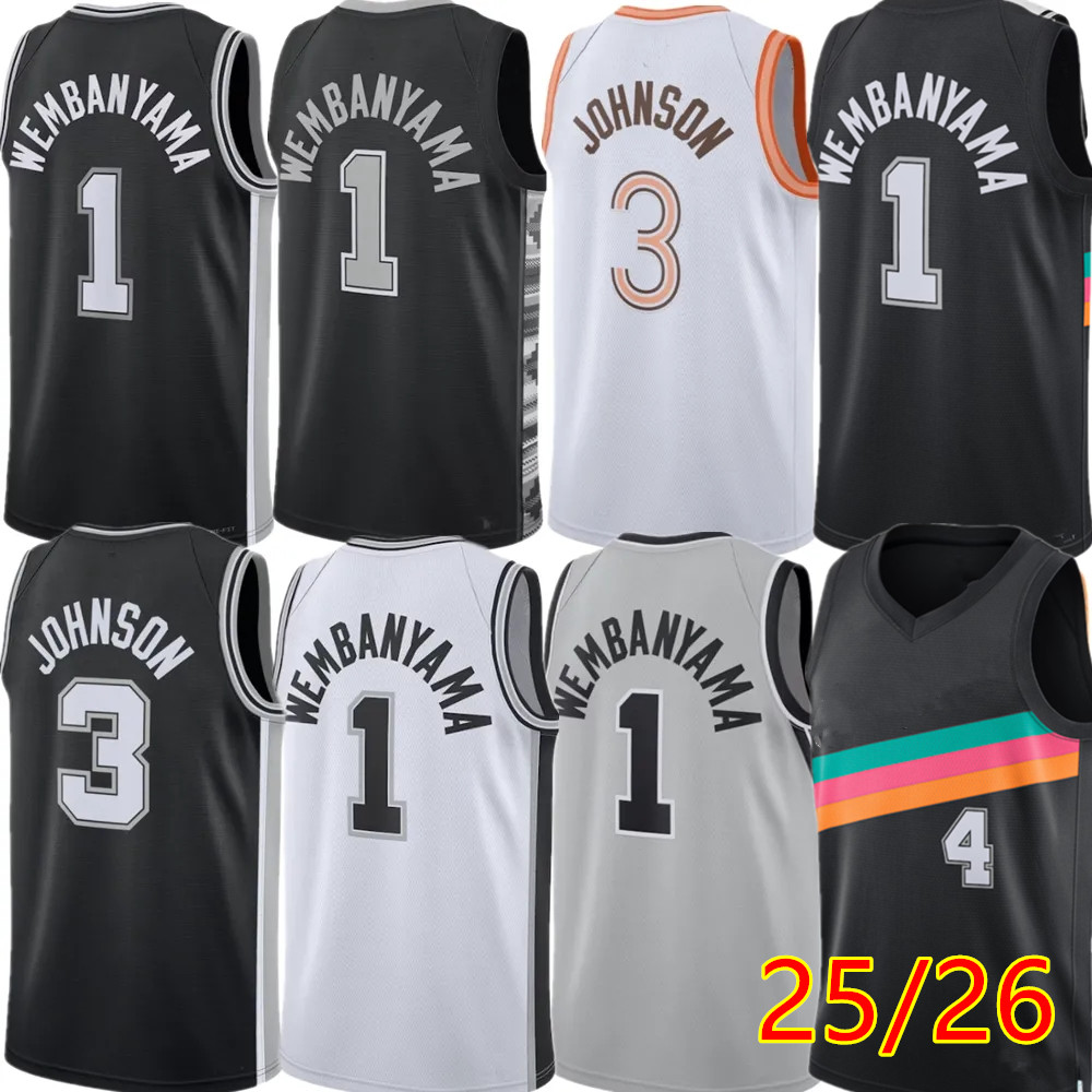 Victor Wembanyama San Anton Basketball Jersey Paul Vassell Sochan Collins Castle Jones Spurss Branham Barnes Johnson Ginobili Parker Spursjersey Duncan jerseys