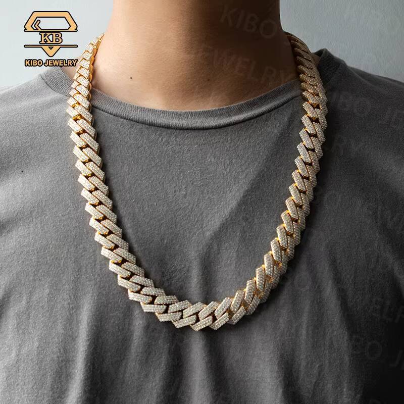 Real Pure 10K 14K Solid Gold Cuban Link Chain for Mens Hip Hop Iced Out Moissanite Cuban Link Necklace Miami Chains
