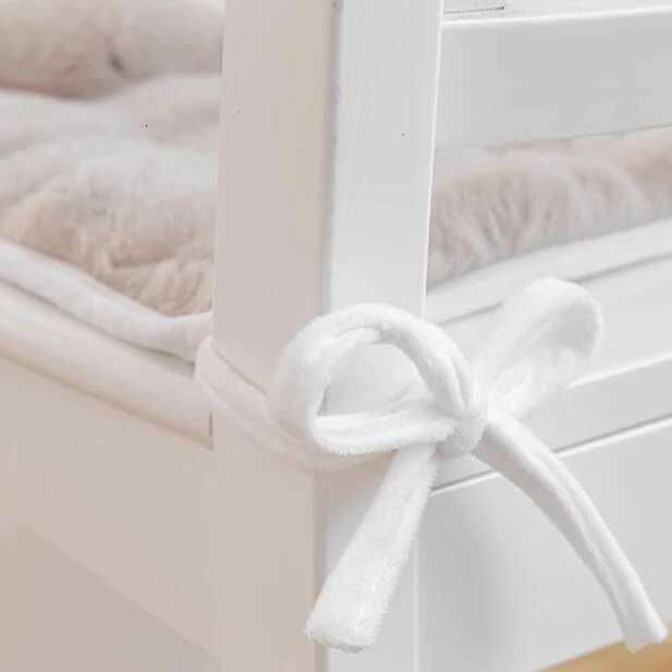 Solid Color Plush Fabric Square Dining Chair Cushion with Straps Non-Slip Thin Soft Cute Seat Cushions for Home Office Decor C251121