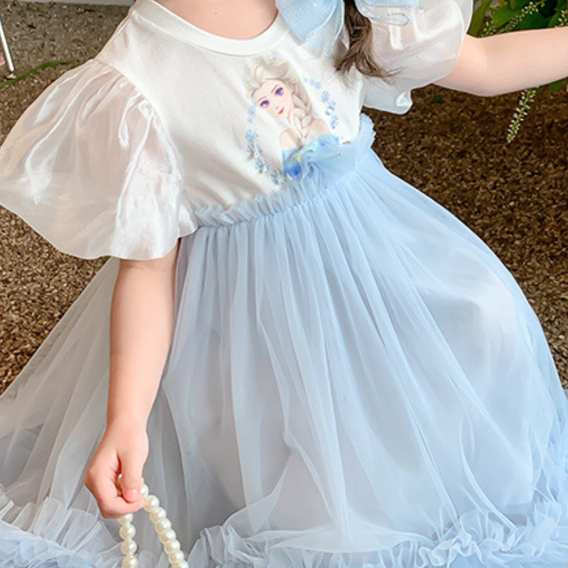 DISNEY kids designer clothes baby designer clothes Frozen Elsa princess Baby summer dress girl summer outfit children dress.