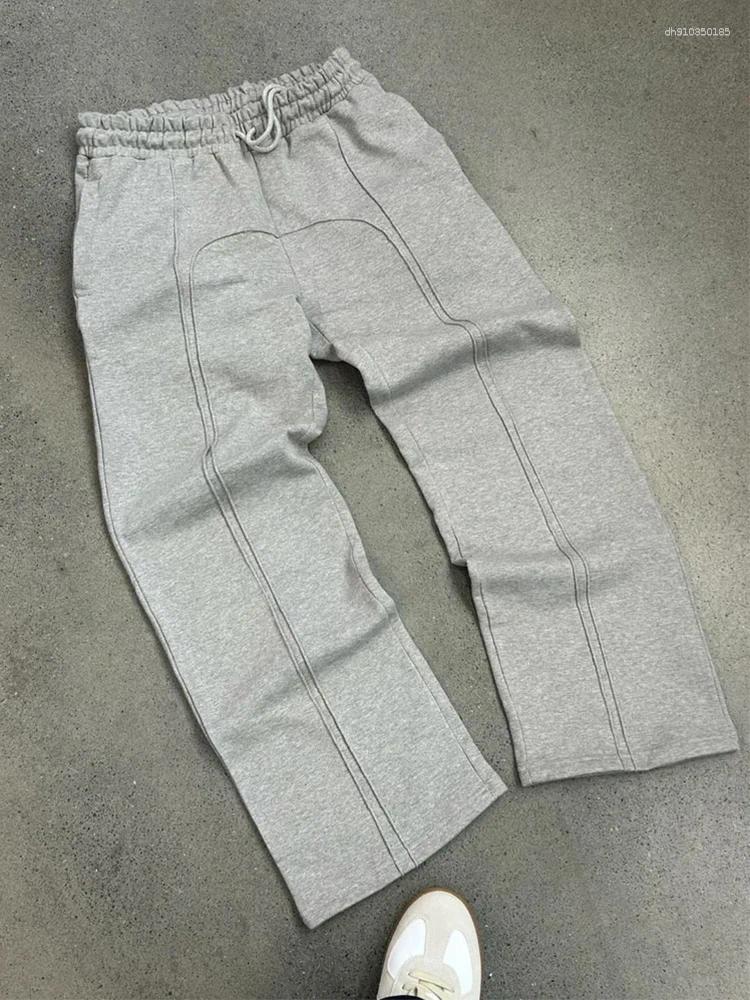 Men's Pants American Baggy Harajuku Retro Elastic Binding Rope Design Oversized Sweatpants Men Personalized Streetwear High Street Trendy Straigh