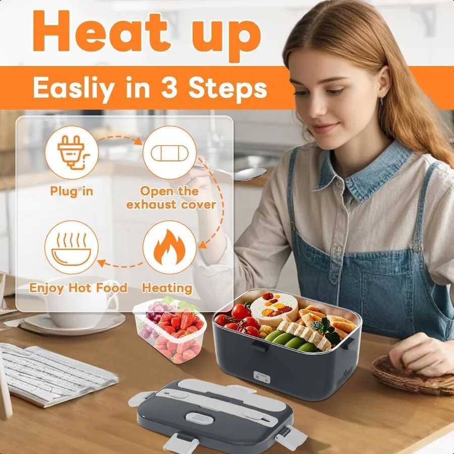 Electric Lunch Box Food Warmer 100W Heated Lunch Box for Adults 18L Portable Fast Heating Lunchbox Food Heater for Car TruckM251121