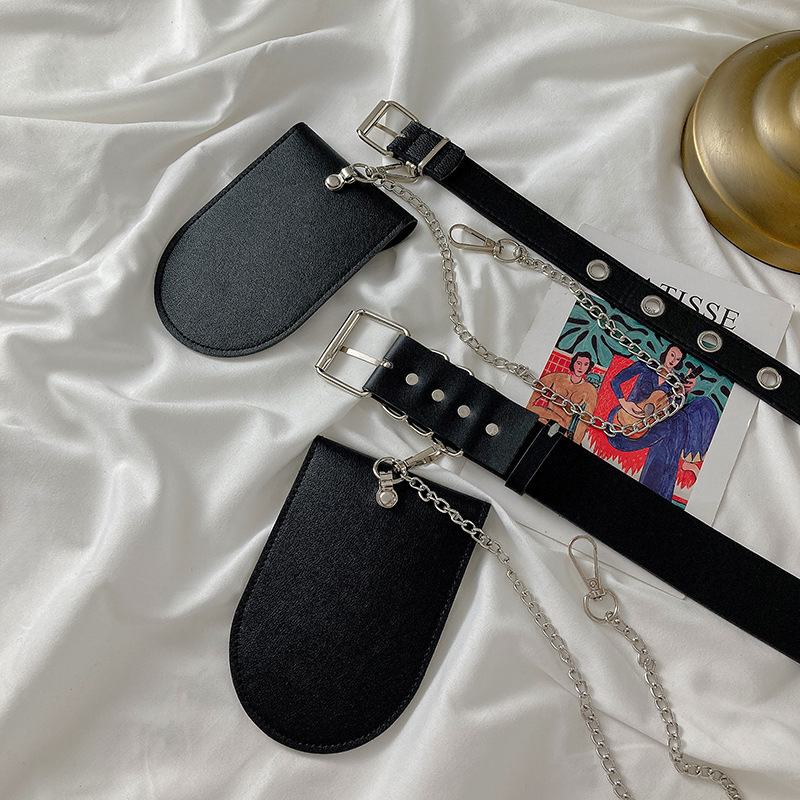 Waist waist belt womens decorative jeans student hip-hop trend black metal waist chain cool trend ins style belt