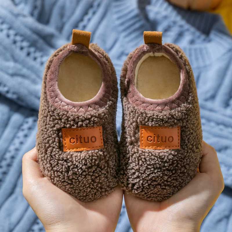 Winter Children Floor Baby Slippers Infant Toddler Plush Warm Boys Girl Soft Anti-slip Indoor School Kids ShoesW251121