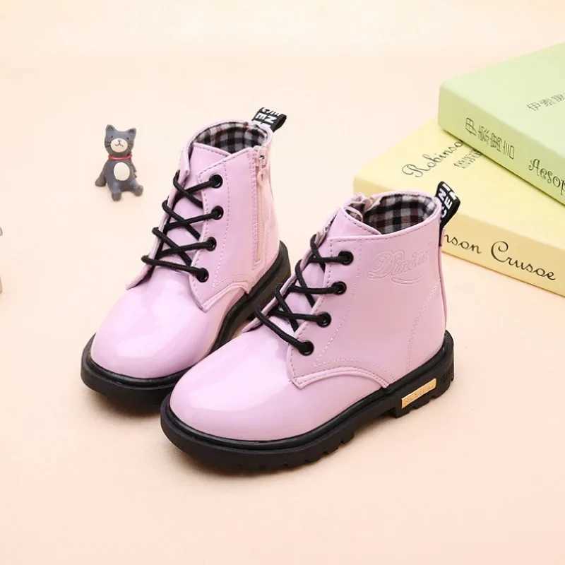 Children Ankle Shoes PU Leather Waterproof Tide Kids Rubber Boots Girls Boys Fashion Boots Anti-Slippery Spring Autumn 2024W251121