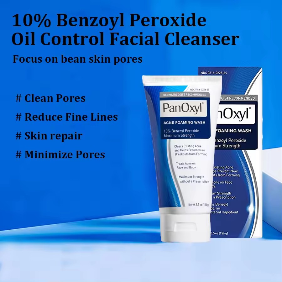 10% Benzoyl Peroxide Anti-Acne Face Wash - Moisturizing Deep Cleansing, Protecting Skin, Unclogging Pores, Oil Control on Face